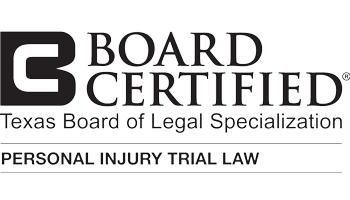Board Certified in Personal Injury Trial Law by the Texas Board of Legal Specialization